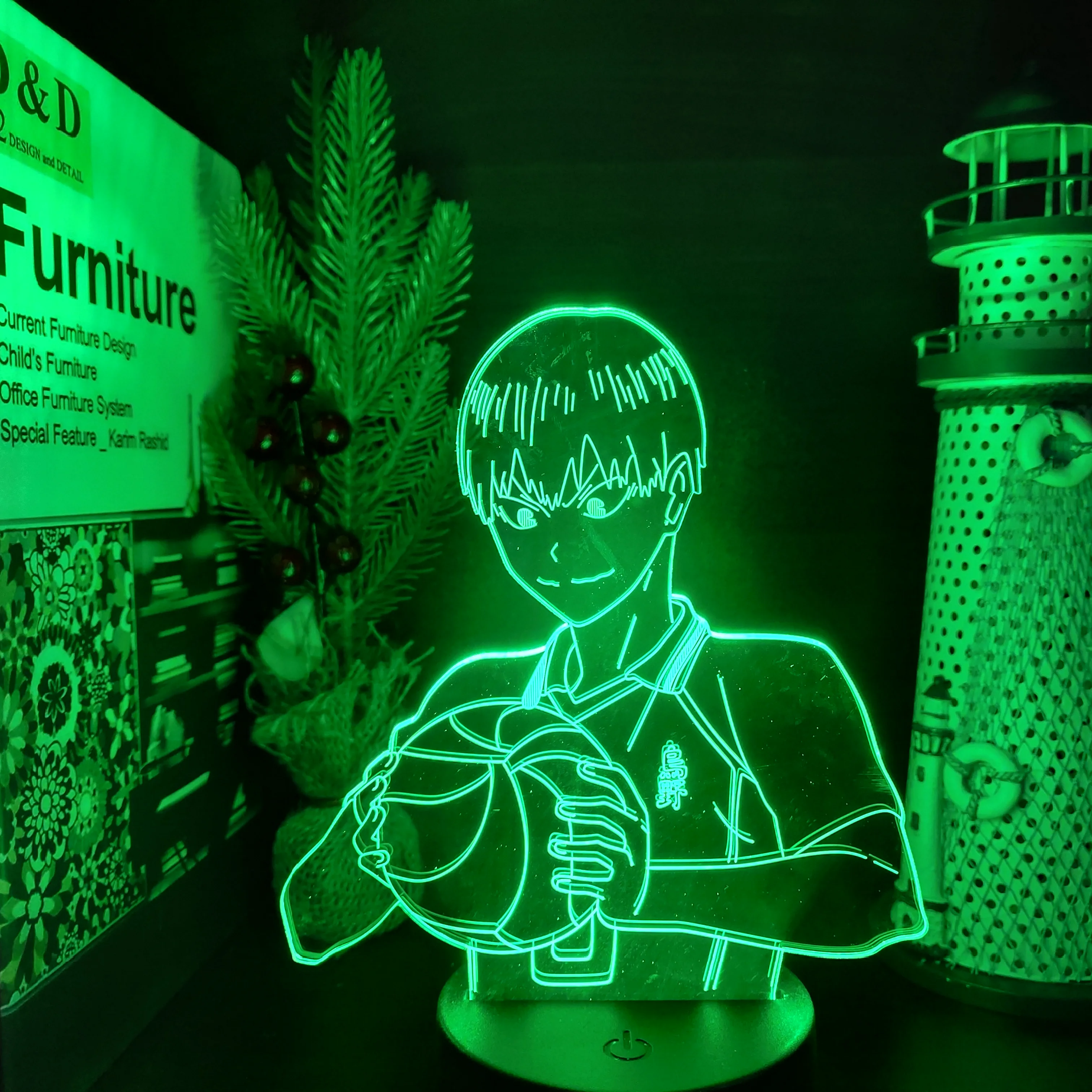 Haikyuu kageyama tobio 3D Светодиодная аниме лампа ночники Меняющие цвет для