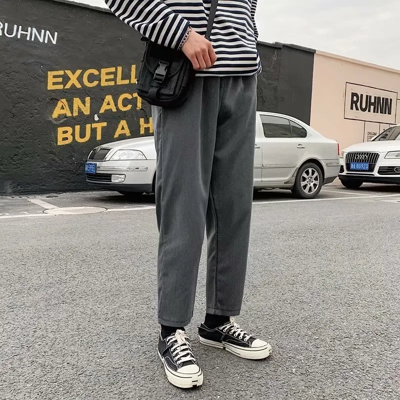 Весенние и осенние мужские брюки корейский тренд прямые тонкие свободные