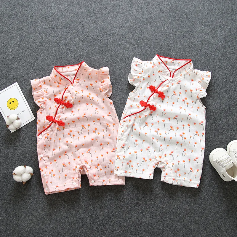 Модный весенний комбинезон Cheongsam детский наряд Милое детское платье Платье для