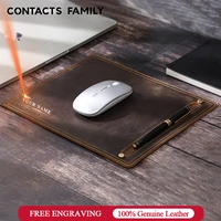 CONTACTS FAMILY Anti-Slip Mouse Pad Mat Laptop Nubuck Leather with Pen Holder Gaming Mice New Desk Cushion Retro Comfortable