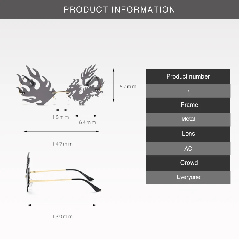 Солнцезащитные очки YCCRI для мужчин и женщин без оправы вогнутые вечерние