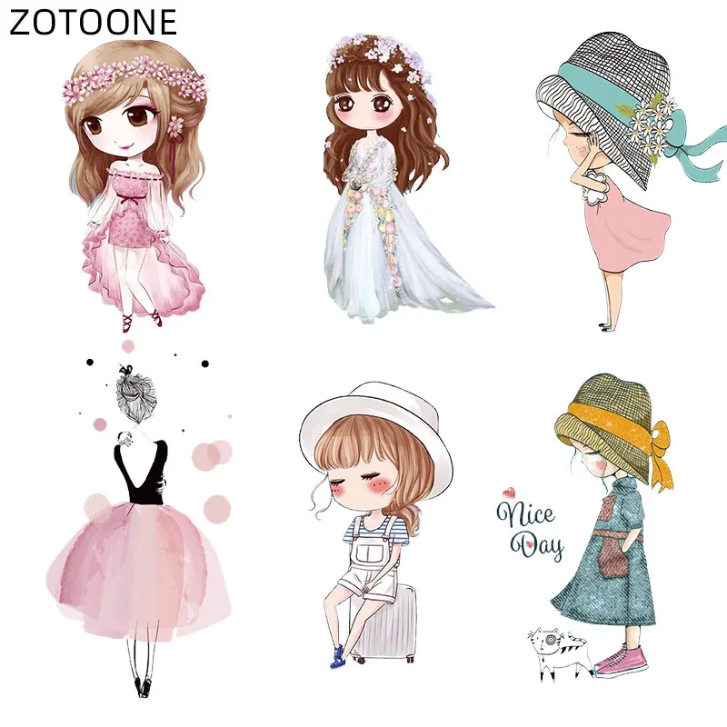 ZOTOONE Симпатичные нашивки для девочек термоклейкие Мультяшные наклейки одежды