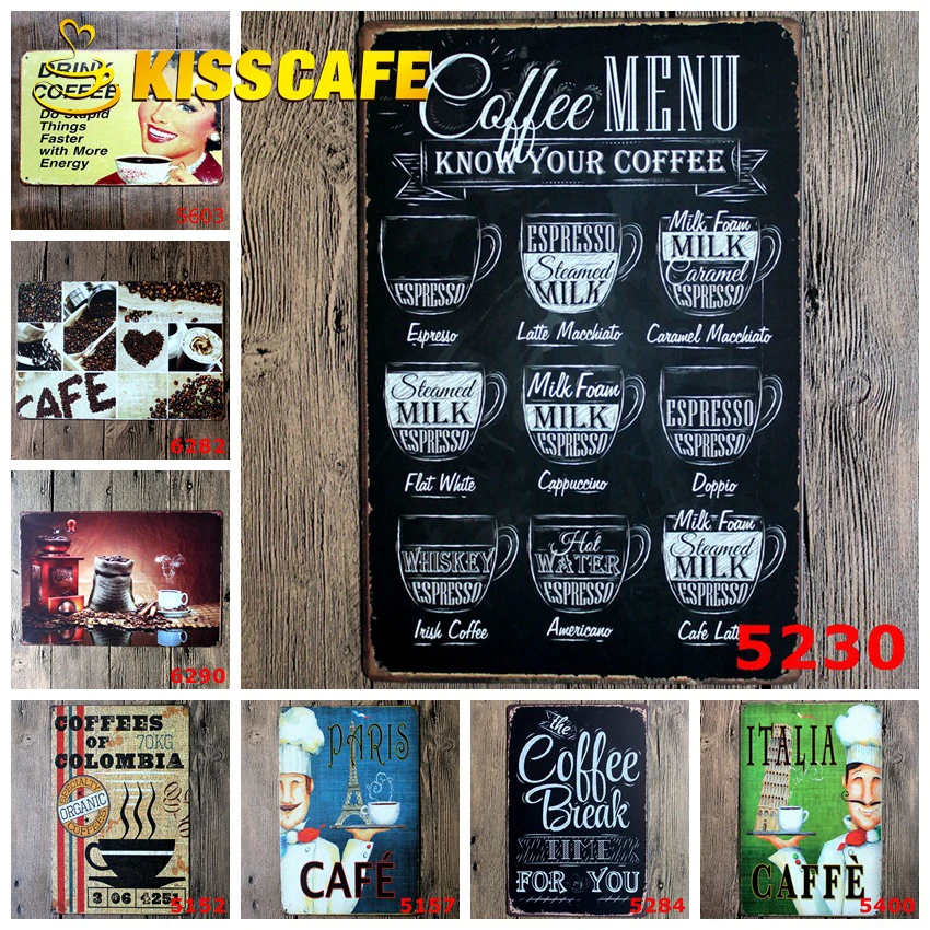 Винтажная картина кофе Wall-Art делает все возможное винтажные металлические знаки