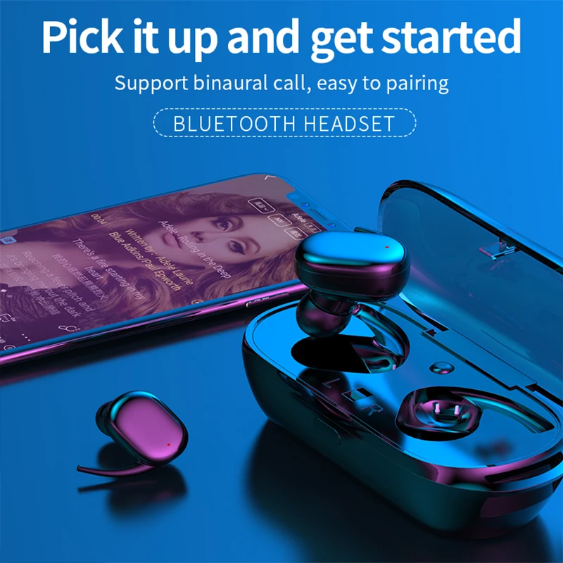 

Беспроводные наушники T2C TWS с микрофоном, спортивные мини-наушники для Xiaomi и Huawei, Bluetooth, портативный зарядный бокс