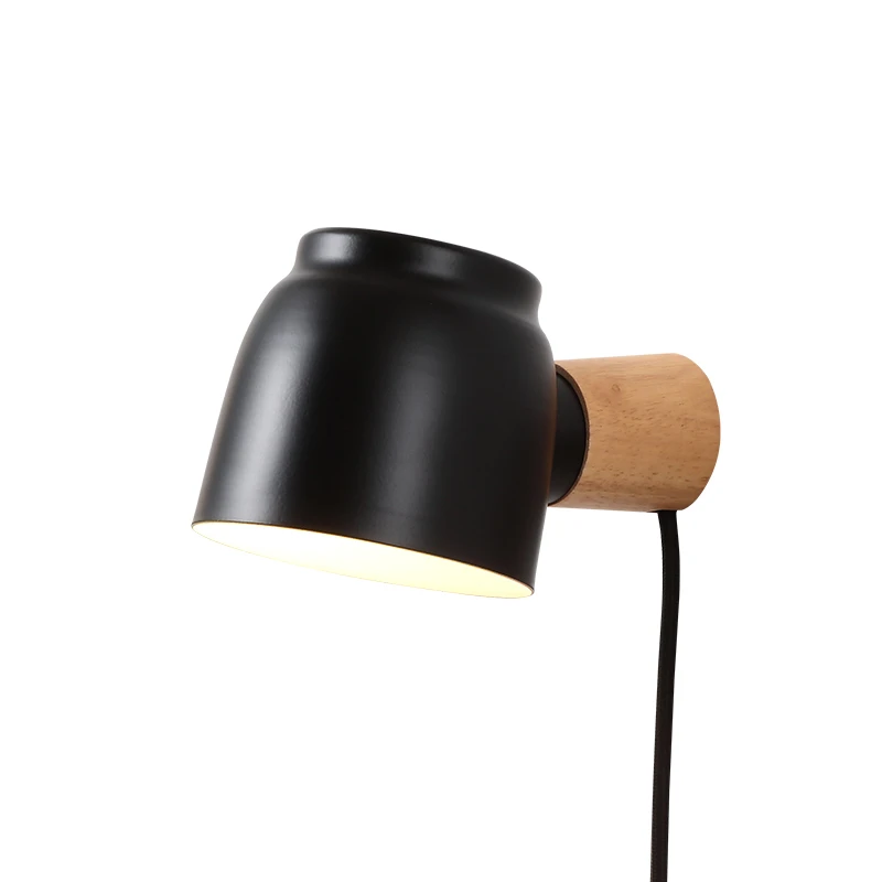 

Nordic Wood Led Wall Lamp Fixtures Sconce Adjustable 360 Rotatable Wall Lights E27 110V 220V Bedside Decor Bedroom Light