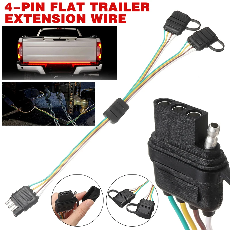 

1 шт. 4-Pin Плоский крепеж для прицепа Удлинительный провод разъемы проводов 17,5-дюймовый адаптер для проводки Автомобильная электроника Аксессуары