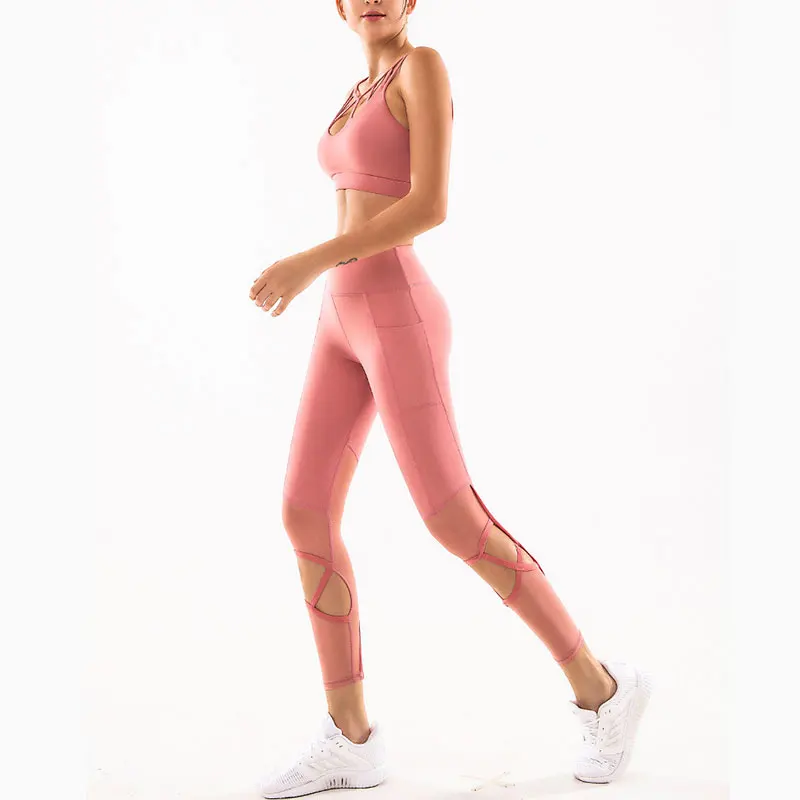 

Comfortable women's sportswear yoga set corset (with chest pad) high-waist hip-lifting yoga pants two-piece women's clothing