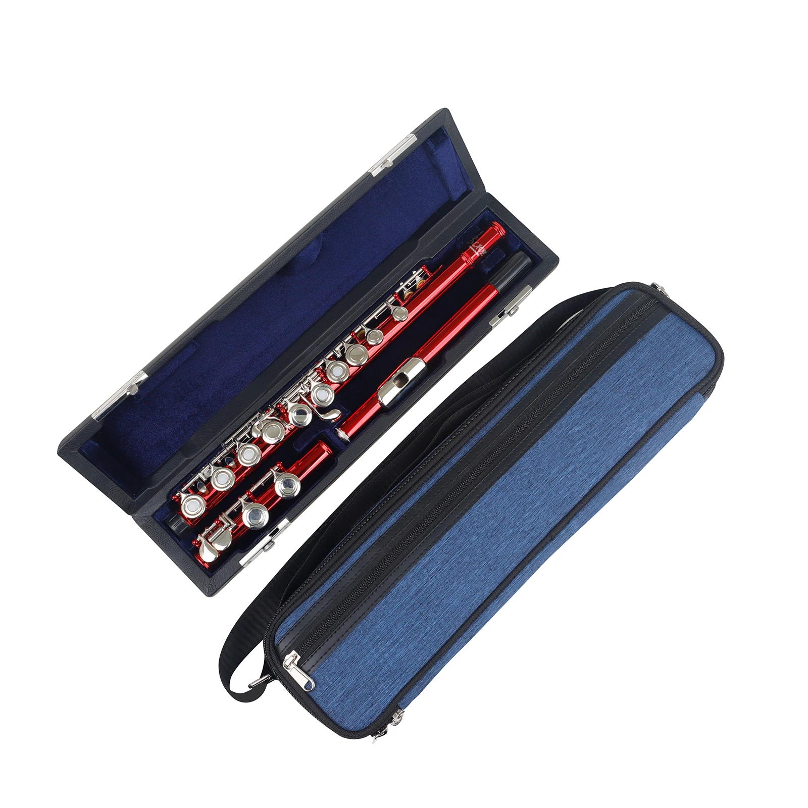 

16 Hole 17 Hole Flute Case Leather Carrying Bag Lightweight Adjustable Shoulder Strap Carry Handle for Concert Flute