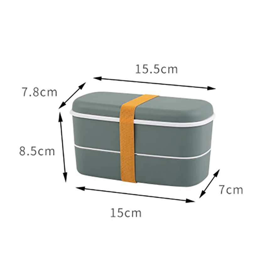

490ML Microwave Lunch Box 2layer With Compartments Leak-proof Bento Box Dinnerware Food Storage Container Lunchbox