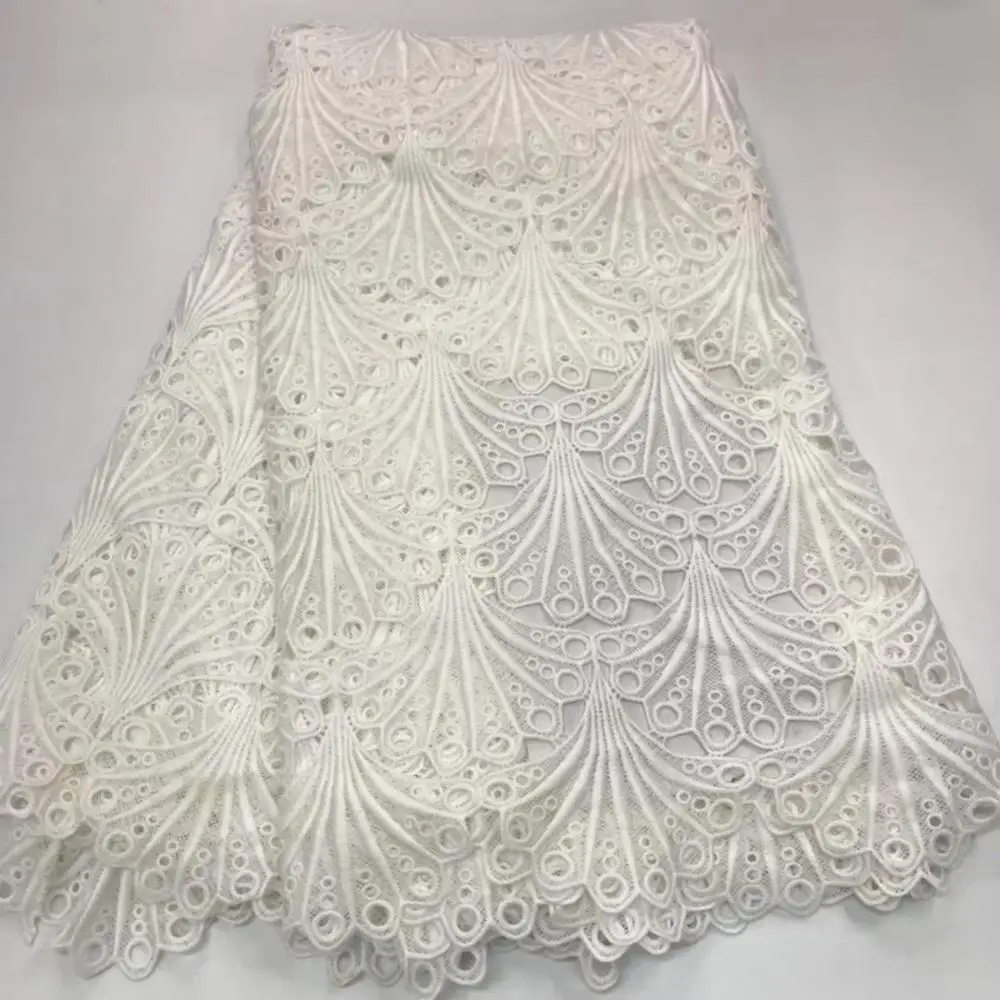 Гипюровая кружевная ткань африканская хорошее качество белый шнур