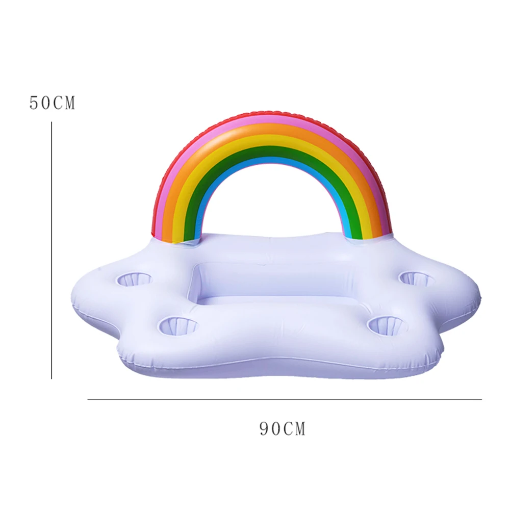 Summer Party Bucket Rainbow Cloud Cup Holder Inflatable Pool Float Beer Drinking Cooler Table Bar Tray Beach Swimming Ring | Спорт и