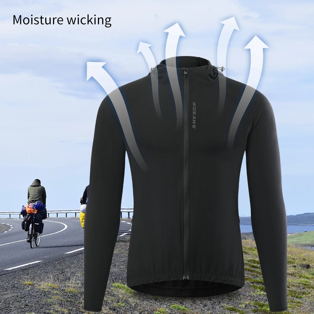 Светоотражающая ветрозащитная Мужская велосипедная куртка с капюшоном