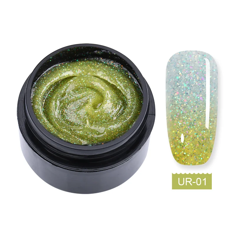 glitter1 UR SUGAR 15 мл термальный поли УФ гель набор Наборы Блеск Температура Изменение цвета Замачивание от УФ светодиодный Bulider гель продлевающий половой акт инструменты для полировки - Цвет: glitter1