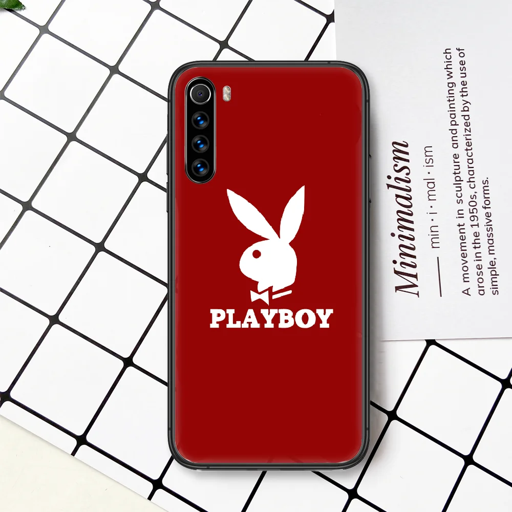 

Luxury Brand Rabbit Playboy Phone Case Cover For XIAOMI Redmi Note 3 4 4X 5 6 7 8 9 Pro T S Max black Waterproof Silicone Back