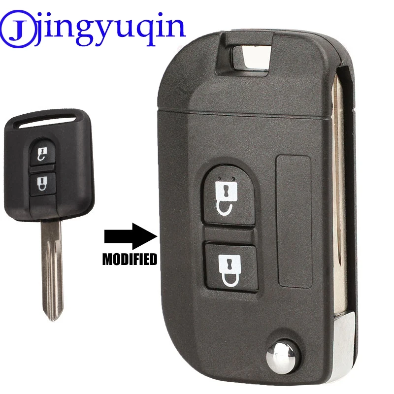 Складной чехол для ключей jingyuqin с 2 кнопками Nissan Qashqai primera Micra Navara Almera Note Sunny|Ключ от