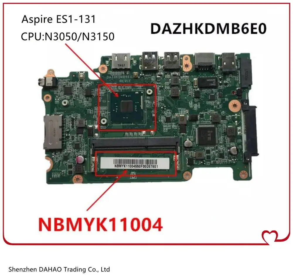 ES1 131 материнская плата для ноутбука ACER Aspire DAZHKDMB6E0 ZHKD оригинальная с N3050 N3150