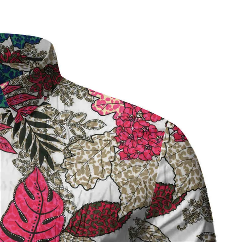 Популярная мужская летняя ретро блузка с цветочным принтом Повседневная тонкая