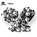 Силиконовые бусины LOFCA в виде панды, детские силиконовые бусины для прорезывания зубов, не содержат БФА, пищевой силикон, Прорезыватель для зубов, соска, цепочка для изготовления, 10 шт.