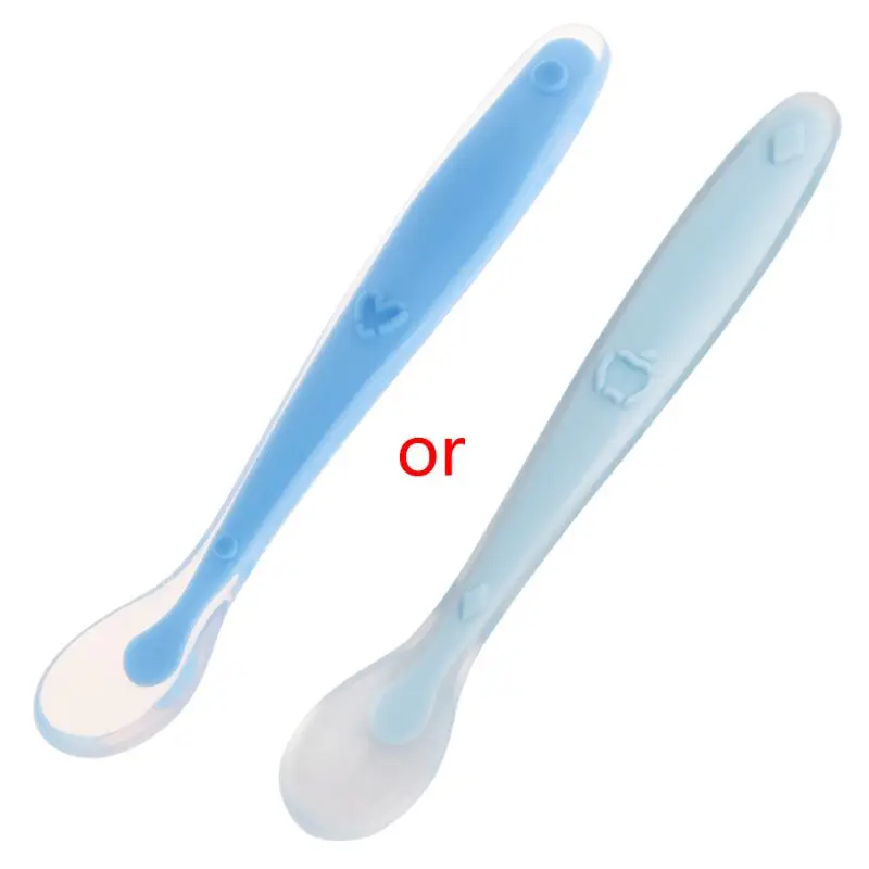 

H3CD Soft Silicone Kids Baby Spoon Feeding Spoon Lovely Flatware Tableware Gifts