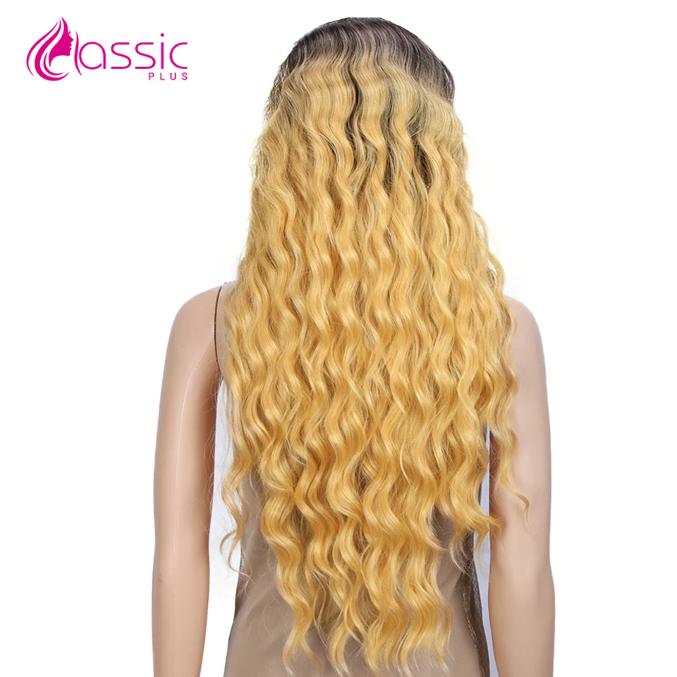 Классические синтетические парики 4x4 из натуральных волнистых волокон блонд