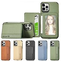 fiber pattern pu leather case for iphone 13 12 mini 11 pro xs max xr x 8 7 plus se 2020 wallet card bag cover tpu frame case
