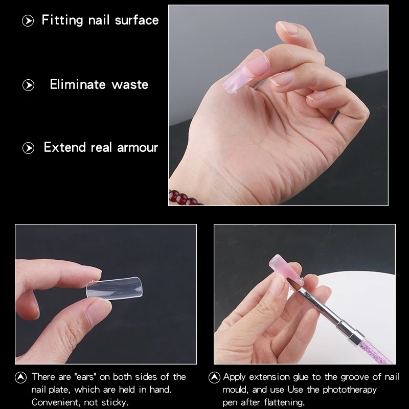 Профессиональные накладные ногти Длинные балерины полуфранцузские акриловые 10