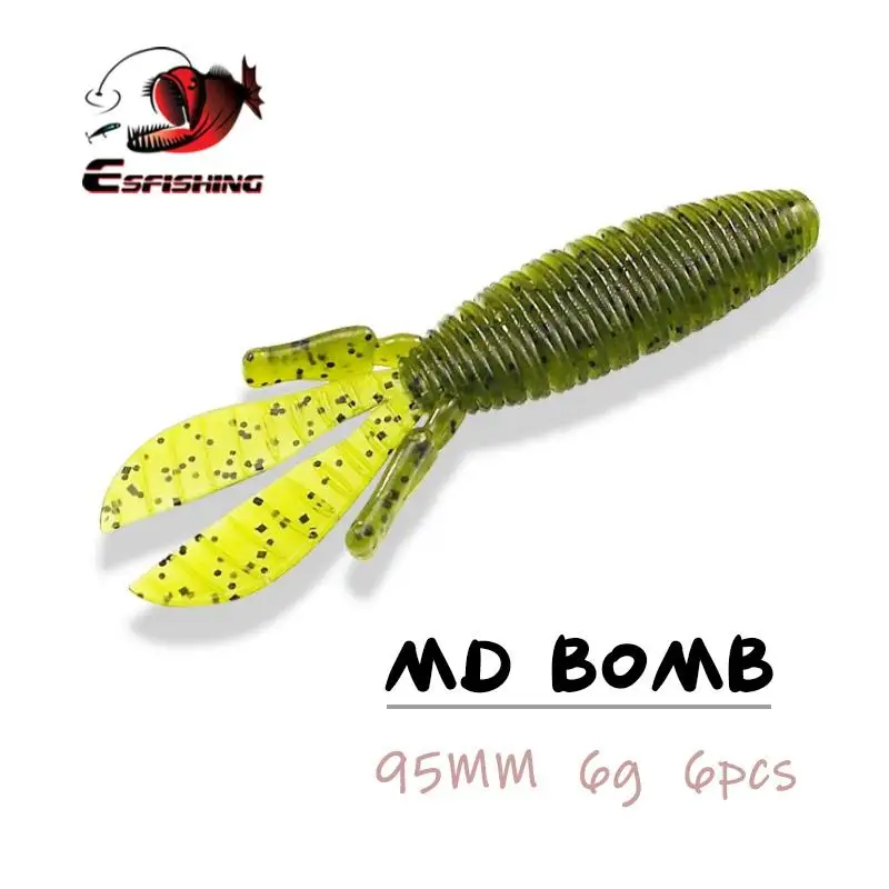 ESFISHING мягкие приманки рыболовные MD BOMB Craw 95 мм 6 шт. Карп снасти Щука приманка Isca
