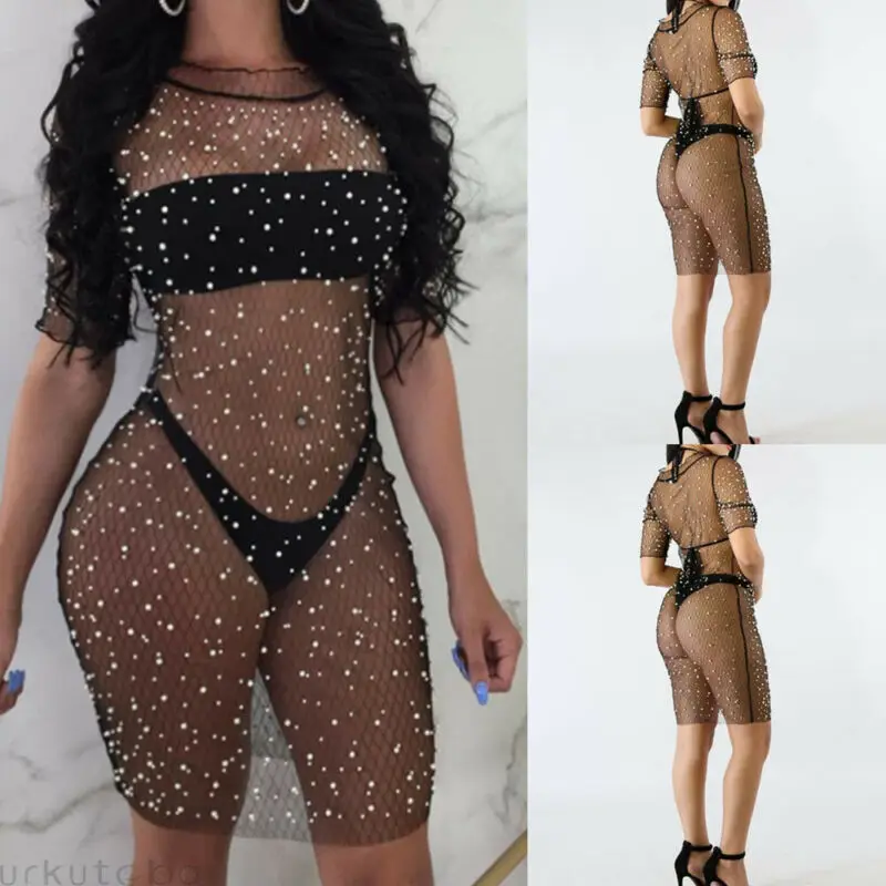 Женский прозрачный летний купальник пляжное платье накидка вечерние бандажные