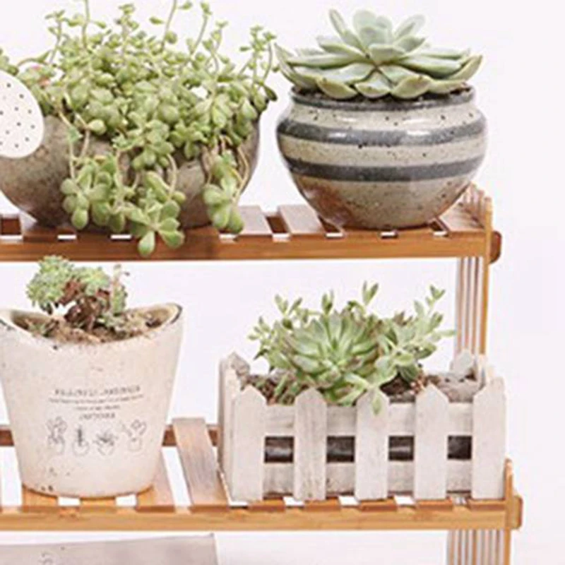 Office Desktop Storage Rack Bamboo Flower Display Stand Plant Shelves Decorative Shelf for Study | Мебель