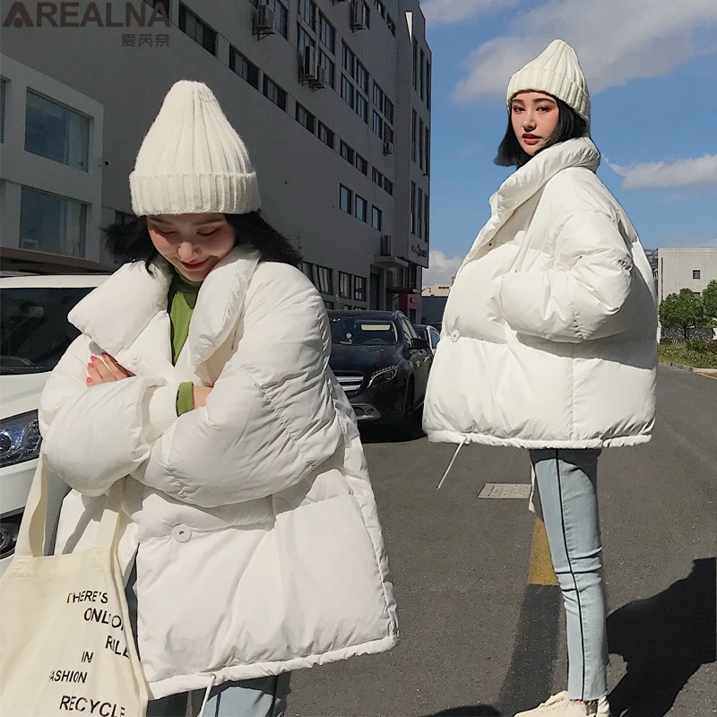 

Зимние женские парки, 2020, модное пузырчатое пальто, однотонная, с стандартным воротником, короткая куртка, зимняя женская куртка, парки