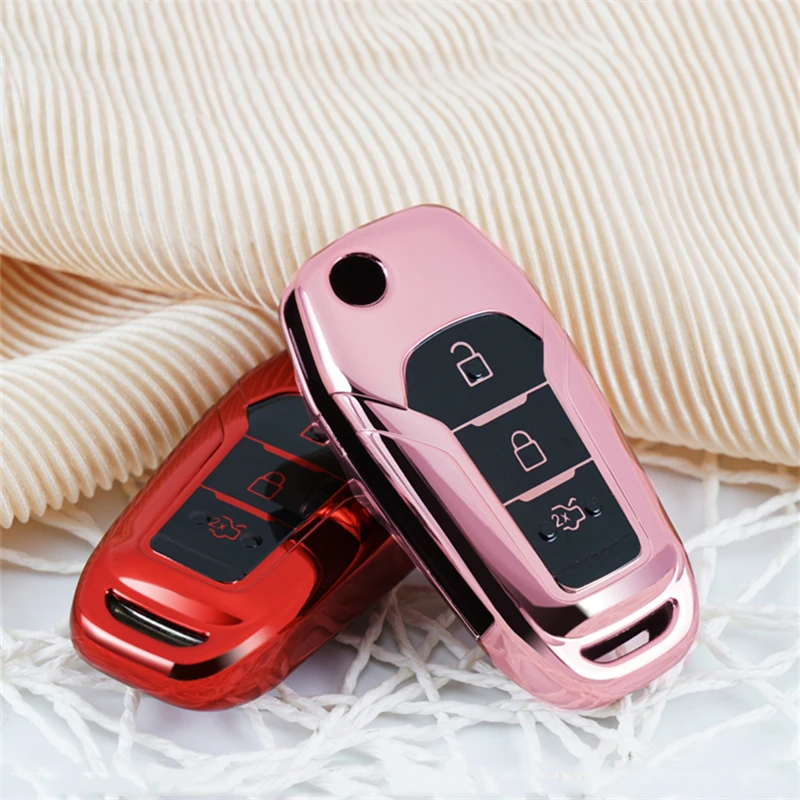 

Colorful Full Cover New Soft TPU Car Key Case Shell For Ford Fusion Escort Mondeo Everest Ranger Auto Accessories Keychain