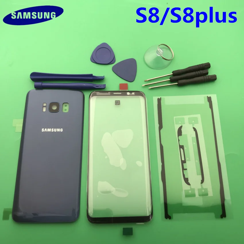 Передний экран стекло объектив samsung Galaxy s8 edge G950 S8 plus G955 Задняя крышка батареи задняя крышка корпус с клеем
