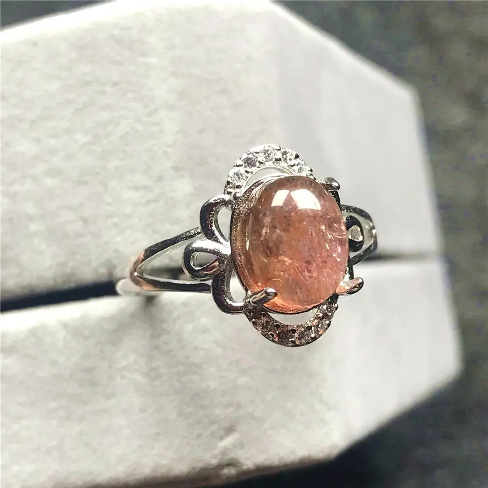Топ натуральный розовый турмалин кварцевое кольцо для женщин леди кристалл 9x7 мм