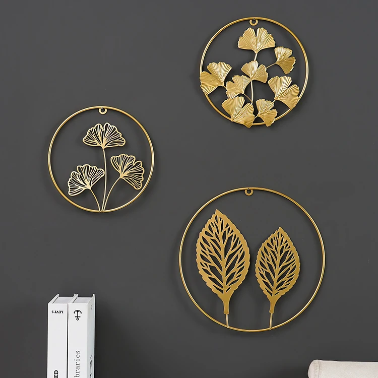 

Nordic gold светильник роскошный гингко лист настенный креативный декор дома аксессуары для гостиной простой круглый дизайн