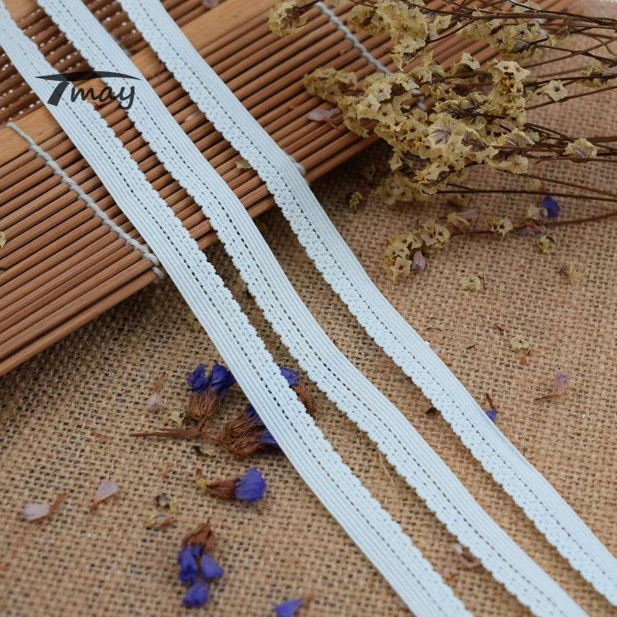 Светлые мягкие эластичные ленты #1551 8 ярдов/партия кружевная отделка эластичная