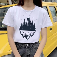 casual t shirt woman 2021 summer forest graphic print lady t shirts top short sleeve female clothing tee t shirt for girls