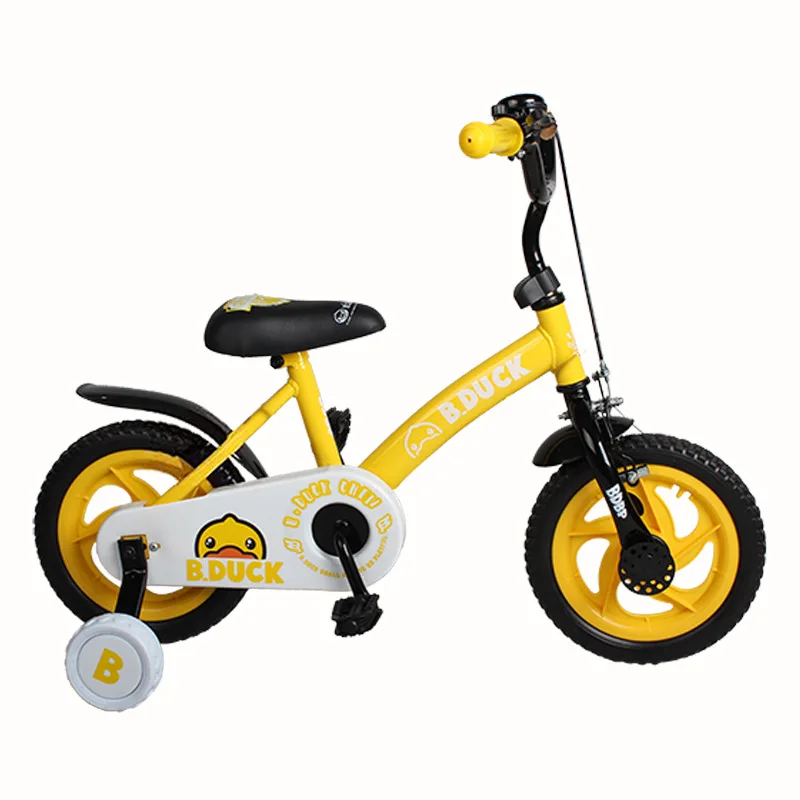 LUDDY B.duck Little Yellow Duck Children's Bicycle 12-inch Four-wheeled Bicycle 2-5 Years Old Children's Bicycle