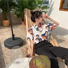 Женская модная рубашка в Корейском стиле с мультяшным принтом, летняя рубашка Harajuku, женская блузка, одежда, Новые Топы