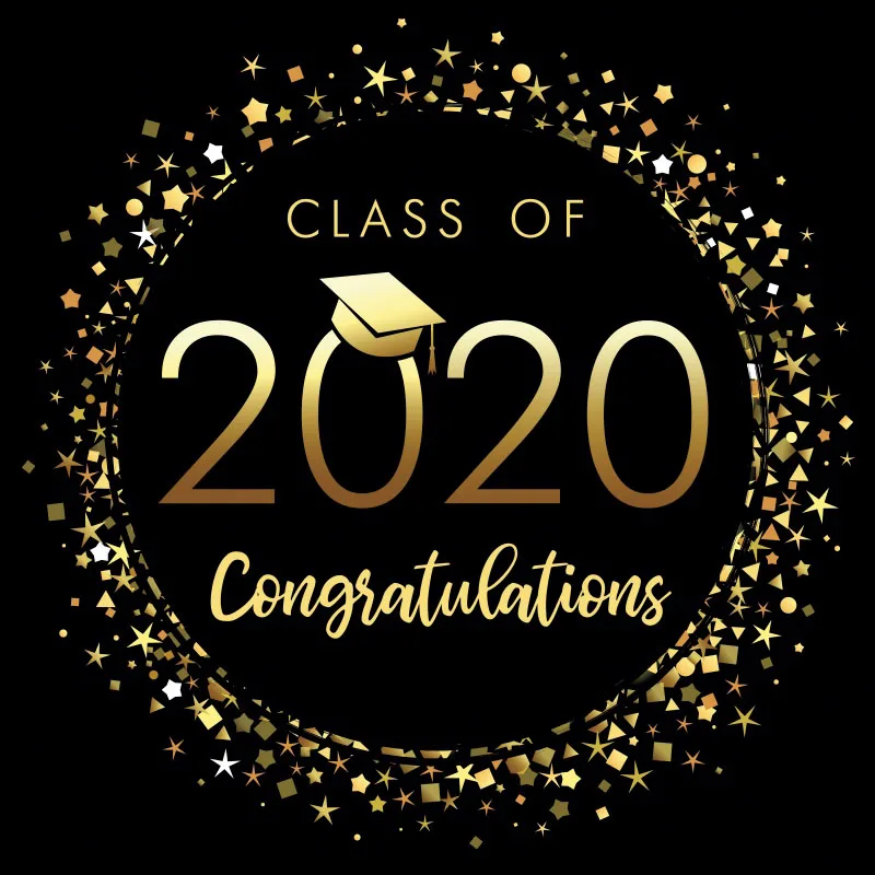 Фотофон поздравляем градуированных класса 2020 Золотой постер Вечеринка портрет