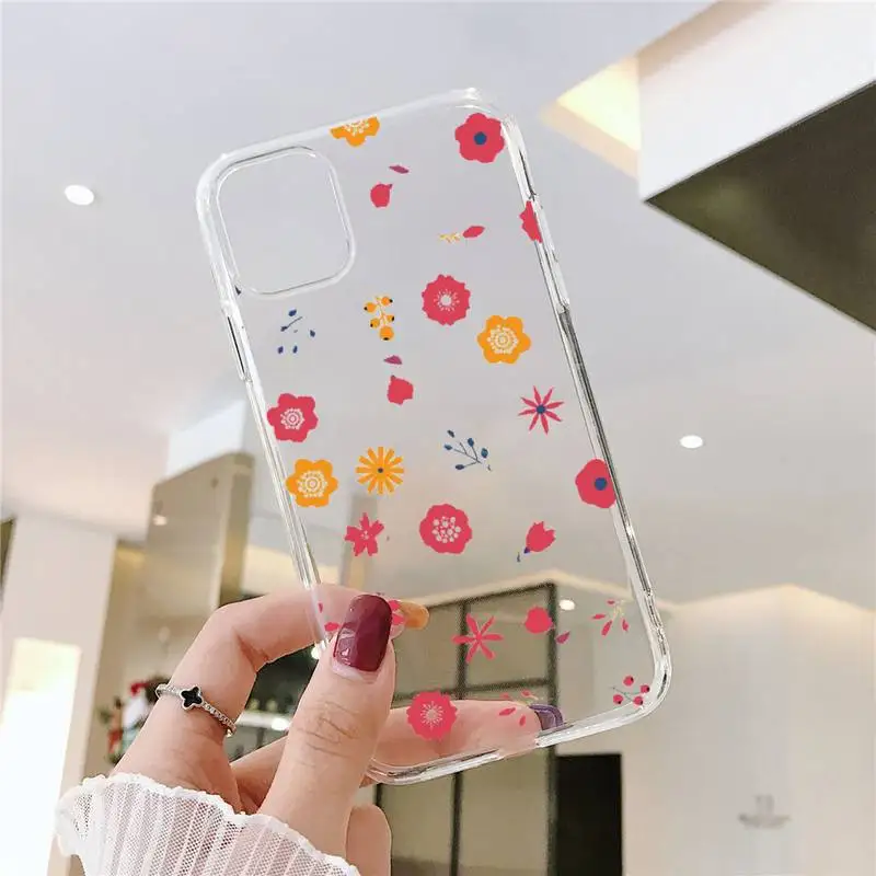 

Cartoon Colorful Flower Phone Case Transparent soft For iphone 5 5s 5c se 6 6s 7 8 11 12 plus mini x xs xr pro max