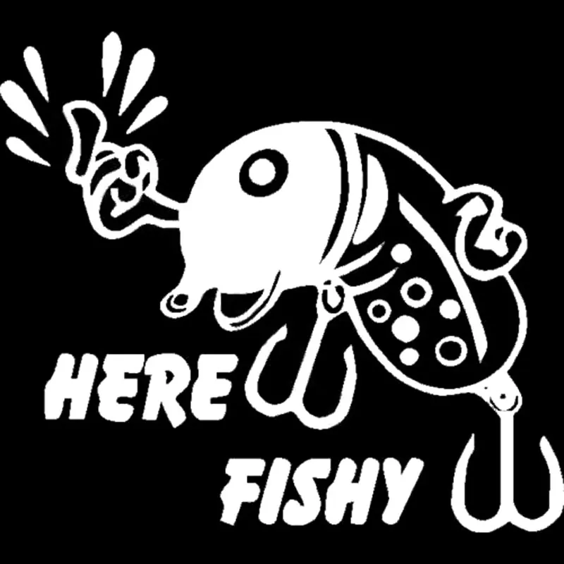 

Car Sticker "Fish Here" Temptation Decal Car Sticker Fishing Boat River Lake Car Shape PVC Decoration 22.9cm * 20.5cm