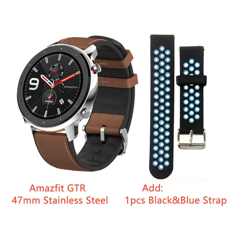Steel Add BlackBlue Глобальная версия Amazfit GTR 47 мм Смарт часы Бег Плавание Спорт Здоровье сердечного ритма Smartwatch 24 дня батарея gps - Цвет: Steel Add BlackBlue