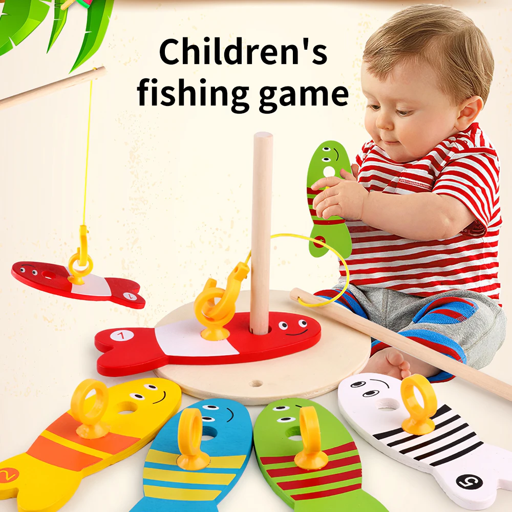 Wooden Educational Fishing Toy Montessori Game Set Kids Nested Column Shape Match Busy Board Nest Fish Digital | Игрушки и хобби