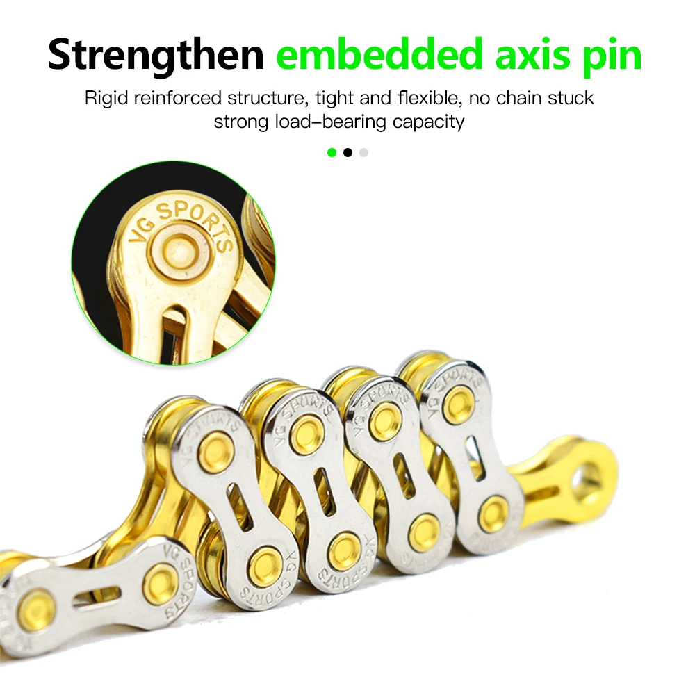 Сверхлегкая 116L 8 9 10 11 цепь для скоростного велосипеда серебристая золотистая