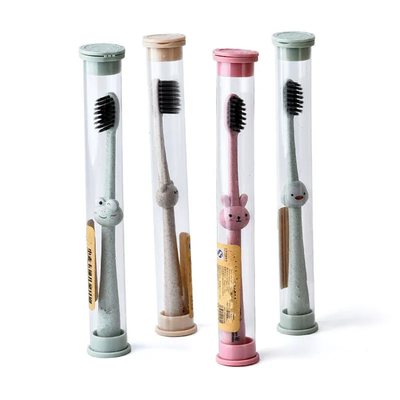 Новая бамбуковая детская зубная щетка 1 шт. с мультяшными животными натуральная
