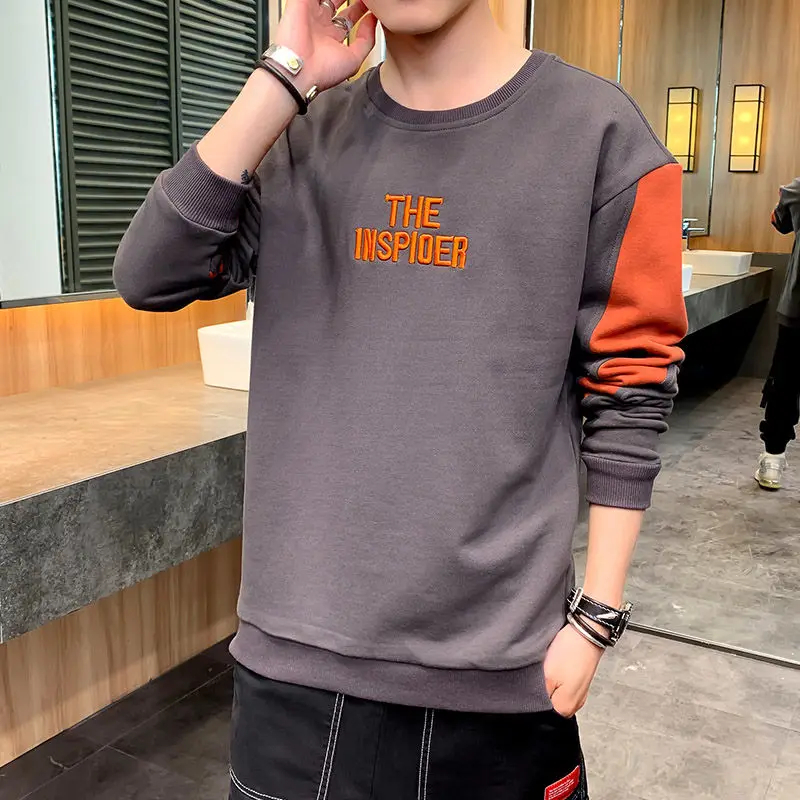 

Sweatershirt men's spring new Korean trend casual long-sleeved student coat color matching pullover hoodies sweatshirt