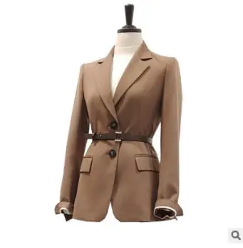camel blazer Весна Осень корейский женский однотонный Повседневный блейзер с поясом женский Блейзер Пальто офисный женский однобортный Блейзер Jc2845 - Цвет: camel blazer