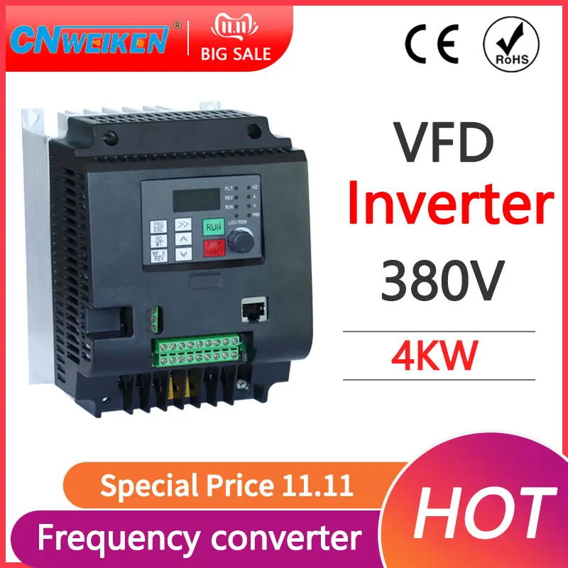 

VFD 380 4KW AC 380V 1.5kW/2.2KW/4KW/5.5KW/7.5KW Variable Frequency Drive 3 Phase Speed Controller Inverter Motor VFD Inverter