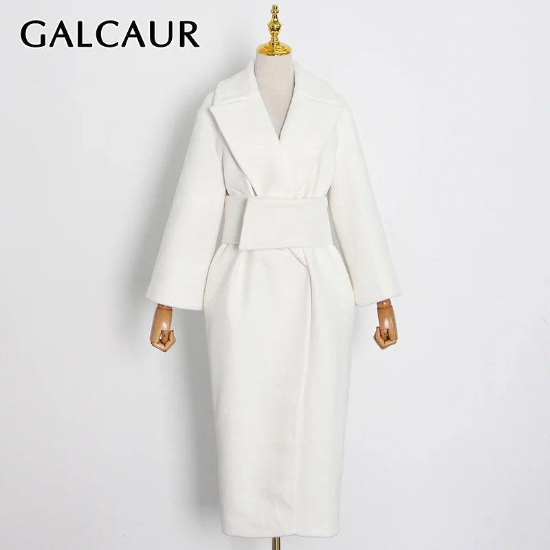 

Тренч GALCAUR женский твидовый с отложным воротником, с длинным рукавом, пэчворк, с завышенной талией, свободный дизайнерский белый плащ в Коре...