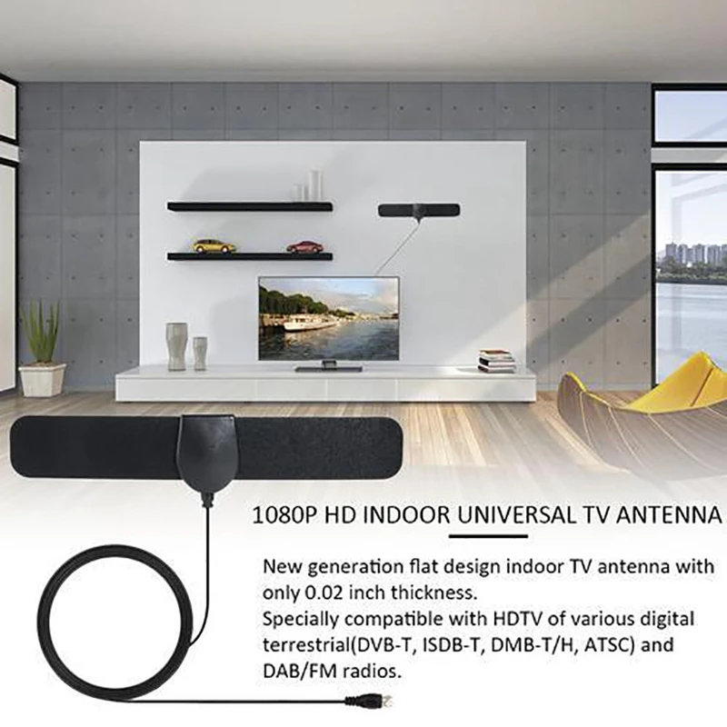 HDTV Indoor TV Antenna DVB-T2 ATSC 1080P with Digital Amplifier High Gain Satellite Receiver Built-In Car | Электроника